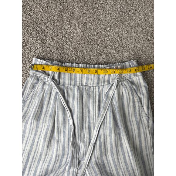B2 Streetwear Society Paperbag Linen Blend Pants Women M  Striped Beachy Coastal - Picture 7 of 11